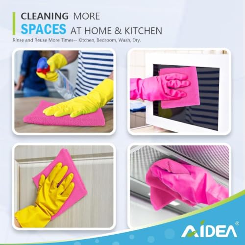 AIDEA Pink Microfiber Cleaning Cloth-50PK, Absorbent Cleaning Rags 12"x12" - color: Pink, size: 12in.x12in.