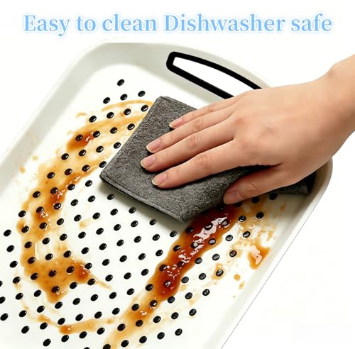 2 Pack Anti-Slip Serving Tray with Handles, 16" x 12", (Grey & White)