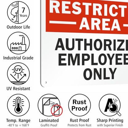SmartSign "Restricted Area - Authorized Employees Only" Sign | 10" x 14" Aluminum