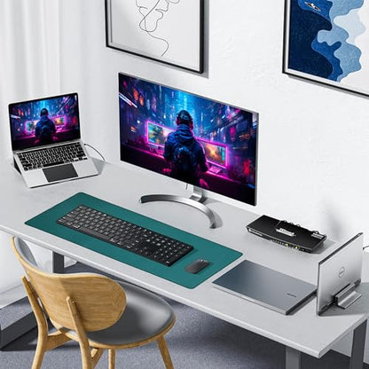 ALOANES Non-Slip Extended Mouse Pad Office&Home Desk Mat Stitched Edge - color: Green, size: 35.4L x 15.7W inches