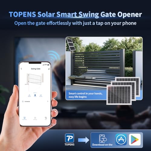 TOPENS XD551S Smart Solar Single Swing Gate Opener Medium Duty - size: 660lbs+Solar