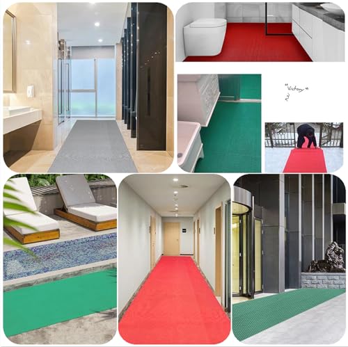 Drainage Non Slip Flooring Mats Swimming Pool Bathroom Anti-Fatigue Rubber Matting 3x10 Ft Heavy Duty Commercial Anti Slip Floor Mats for Garage Restaurant Sauna SPA (Green, 3×10ft/0.9 * 3M) - color: Green