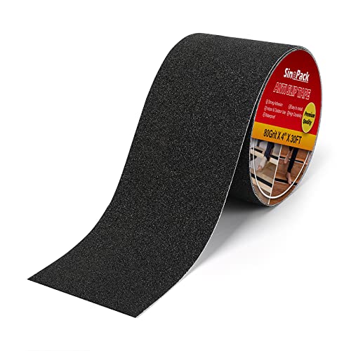 Anti Slip Tape Black 4Inch x 30FT Non Skid Tape, Best Grip Non Slip Strips Tape High Traction Friction Abrasive Adhesive for Stairs Step - color: Black