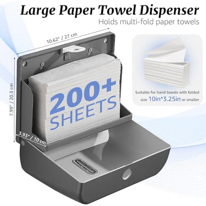 modunful Wall-Mounted Paper Towel Dispenser: Built-in Sample Towel – ABS Wall Box, Grey Pearl Finish, Two Lock Options, No Drilling Installation for Apartments & Small Spaces & RV - color: D-251 Grey