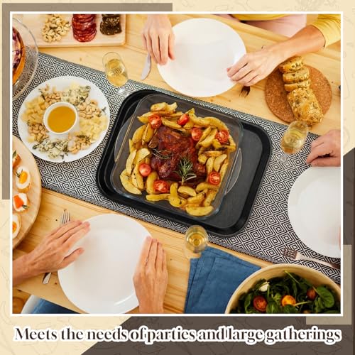 6 Pack 12x16 Inch Large Fast Food Trays Bulk Giant Heavy Duty Reinforced Plastic Serving Trays with Raised Edges Non-Slip Surface Stackable Commercial Grade for Restaurants Bars Cafeterias - size: 12x16 Inch