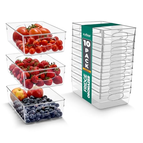 Sorbus Fridge Organizers and Storage, Clear Bins (Large, 10 Pack) - size: Large, style: 10 Pack