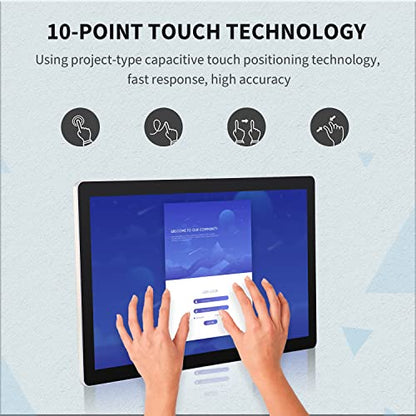 18.5 inch Capacitive Multi-Touch Screen Industrial Monitor, 16:9 Display 1920 x 1080P, Built-in Speakers, VGA, DVI & HD-MI Monitor for PC, POS, Small Business, Restaurant - size: 18.5-inch