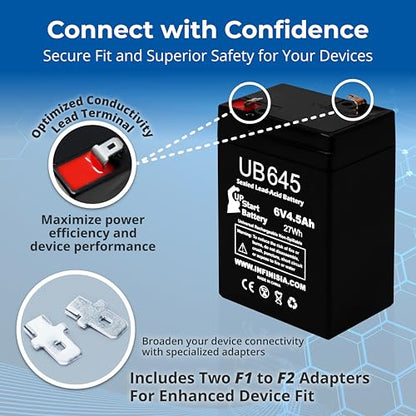 6V UB645 6 Volt 4.5AH Exit Sign Battery Replacement