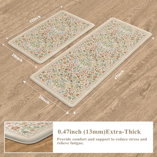 Collive Anti Fatigue Mats for Kitchen Floor, Beige 20"x47"+20"x32" - color: Beige, size: 20"x47"+20"x32"