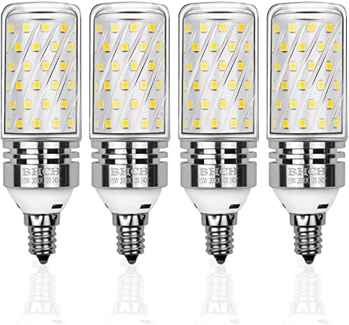 E12 LED Corn Bulbs, 15W, 3000K Warm White, 1500LM, Small Edison Screw Bulbs, 120W Incandescent Equivalent, Pack of 4 - color: E12 Warm White
