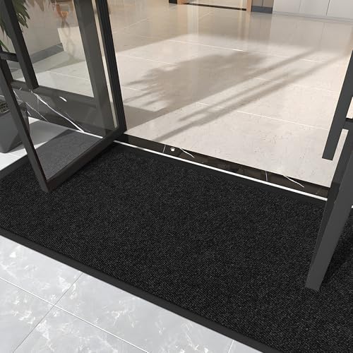 koloko 2ft x 10ft Durable Dirt Trapper Front Door Mat Outside Entrance - color: Black Pebble, size: 2 FT x 10 FT