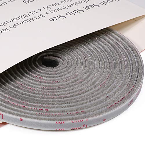 TORRAMI Brush Weather Stripping, 11/32 x 3/16 in, 16 ft, Gray - color: Gray, size: 11/32 inch x 3/16 inch x 16 ft