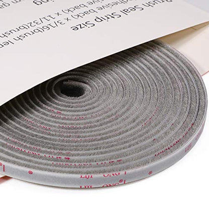 TORRAMI Brush Weather Stripping, 11/32 x 3/16 in, 16 ft, Gray - color: Gray, size: 11/32 inch x 3/16 inch x 16 ft