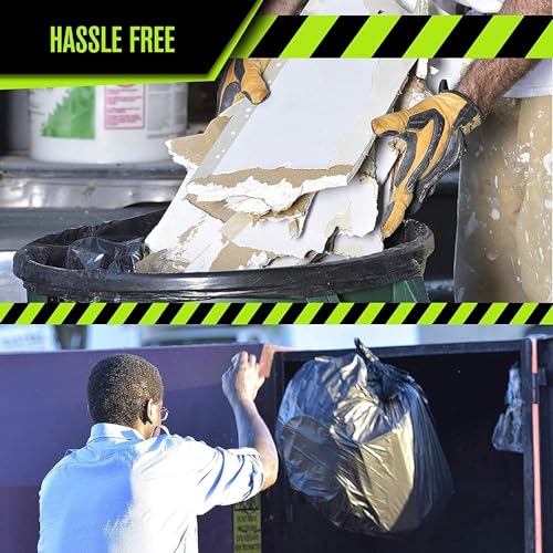 Aluf Plastics 95-96 Gallon Heavy Duty Black Garbage Bags - 50 Count