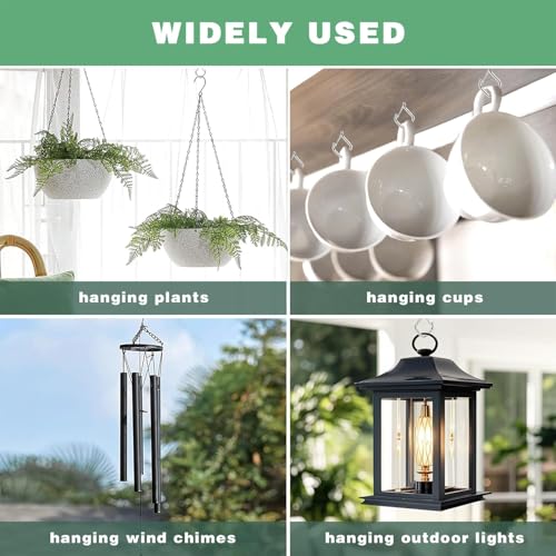 60 Pack 304 Stainless Steel Ceiling Hooks for Plants, Locking Clip - size: 60