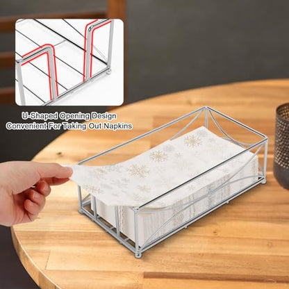 Livabber Guest Napkin Holder, Metal Bathroom Paper Hand Towel Storage Modern Napkin Tray Caddy for Countertop, Table Kitchen, Dinning Room (Chrome, Metal Base) - color: Chrome