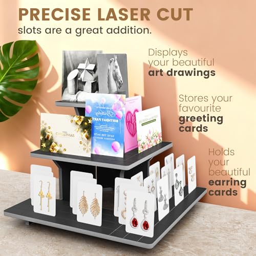 3 Tier Corner Display Stand for Vendors, Wide Black PVC Tabletop Shelves with 10mm Panels, Tool-Free Flat-Pack Display for Craft Fairs, Markets & Retail Counters - color: pure Black, size: 3 Tier corner