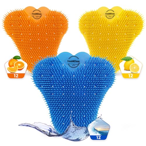 Urinal Screen Deodorizer With Gloves - 3D Wave Enzymatic Anti-Splash Urinal Cakes - Odor Protection Up To 30 Days - Long-Lasting Urinal Deodorizer for School, Offices, Cinemas Restrooms (Pack of 36)
