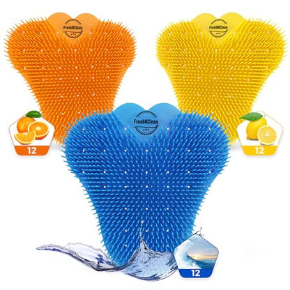 Urinal Screen Deodorizer With Gloves - 3D Wave Enzymatic Anti-Splash Urinal Cakes - Odor Protection Up To 30 Days - Long-Lasting Urinal Deodorizer for School, Offices, Cinemas Restrooms (Pack of 36)