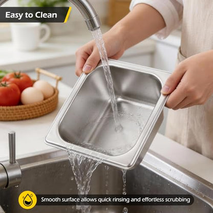Dyna-Living Hotel Pans with Lid 1/6 Size Pans 4 Inch Deep 6 Pack Food Pans - color: With Lids, size: 4 Inch Deep