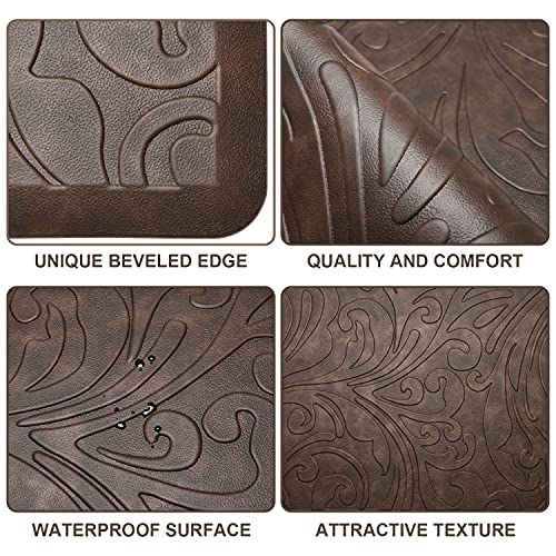 KMAT 2PCS Kitchen Mat Cushioned Anti-Fatigue Comfort Standing Mat Rug - color: Brown, size: 1'5" x 5' +1'5" x 2'4" (Rectangular)