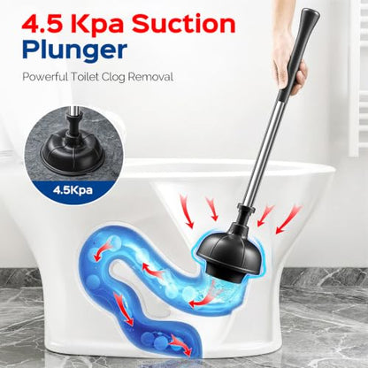 HAMITOR Toilet Bowl Brush and Plunger Set: 2-in-1 Stainless Steel Combo - color: Silver