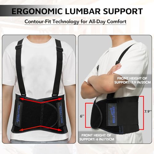 MELOTOUGH Work Back Brace for Men Lower Back,Back Brace for Work Lifting,Shoulder Straps Construction, Warehouse S/M,Christmas Gifts for Men - size: X-Small