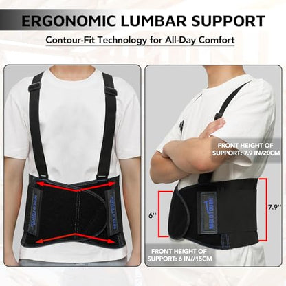 MELOTOUGH Work Back Brace for Men Lower Back,Back Brace for Work Lifting,Shoulder Straps Construction, Warehouse S/M,Christmas Gifts for Men - size: X-Small