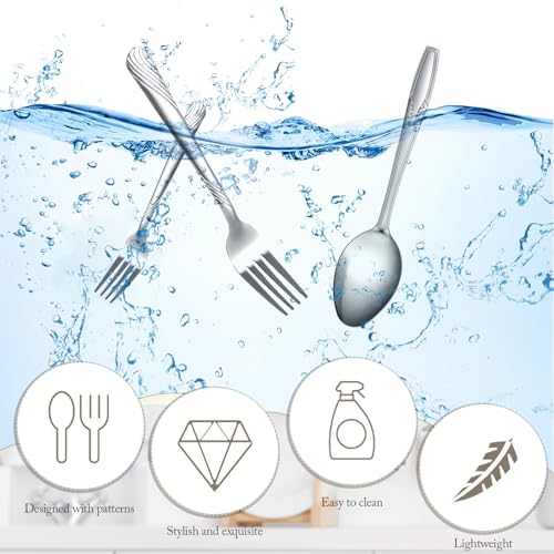 Nuogo 100 Pieces Forks and Spoons Silverware Set Stainless Steel Dinner