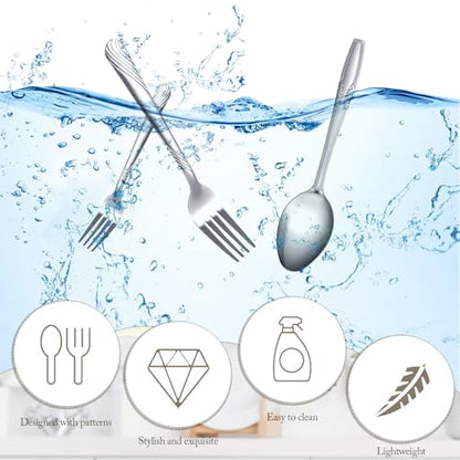 Nuogo 100 Pieces Forks and Spoons Silverware Set Stainless Steel Dinner
