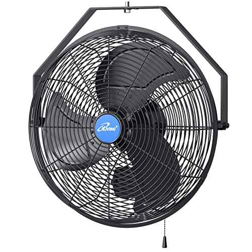 iLiving 18" Wall Mounted Fan - 6360 CFM, 3-Speed, Industrial Grade, Commercial/Residential, Weatherproof Outdoor/Indoor Fan for Garage, Patio, Workshop, Greenhouse | UL Listed, Mist Kit Compatible - size: 18-Inch