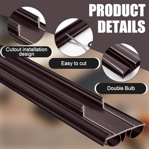 Pushglossy 2 Pcs Double Bubble Kerf 36" Door Bottom Seal, Brown - color: Brown, size: Double Bubble Kerf