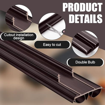 Pushglossy 2 Pcs Double Bubble Kerf 36" Door Bottom Seal, Brown - color: Brown, size: Double Bubble Kerf