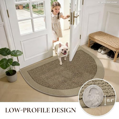 Dirt Trapper Door Mats 24" x 36", Non-Slip & Washable, Beige - color: Beige, size: 24" X 36" (Semicircular)