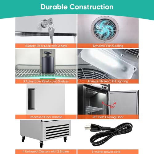 COOLCHEF 27" 23 Cu Ft Commercial Reach‑In Refrigerator