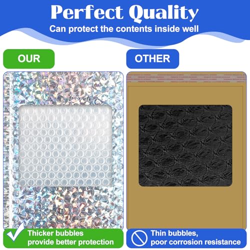 30 Pcs Holographic Bubble Mailers 11 X 7 Inch Metallic - color: Silver