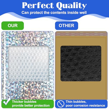 30 Pcs Holographic Bubble Mailers 11 X 7 Inch Metallic - color: Silver