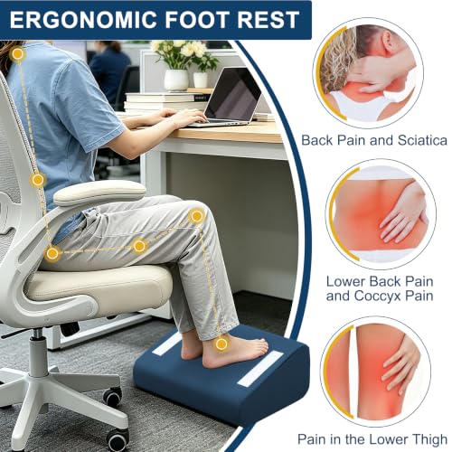 Under Desk Foot Rest, 6-in-1 Ergonomic Footrest, 5 Adjustable Heights-Blue - color: Blue