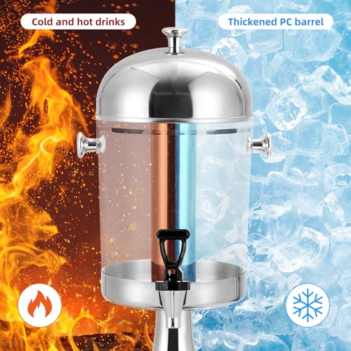Commercial Beverage Dispenser with Ice Core, 2.2 Gallon Stainless Steel Drink Dispenser with Stand, Spigot and Drip Tray for Parties, Weddings & Catering Events - size: 2.2 Gallon
