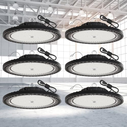 150W UFO High Bay LED Shop Lights, 6 Pack, 21000 LM, 5000K, AC110-277V
