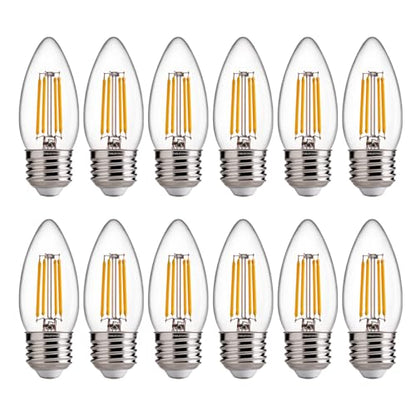 FLSNT B11 E26 Base LED Candelabra Light Bulbs 60W Equivalent, Dimmable, LED Candle Light Bulbs, 2700K Soft White, 12 Pack - color: 60w Soft White, size: 12 Count (Pack of 1)