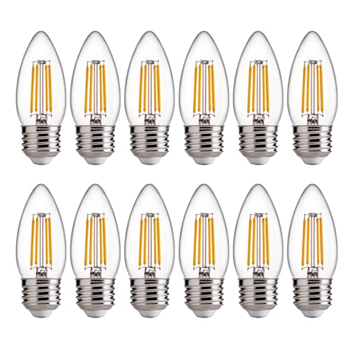 FLSNT B11 E26 Base LED Candelabra Light Bulbs 60W Equivalent, Dimmable, LED Candle Light Bulbs, 2700K Soft White, 12 Pack - color: 60w Soft White, size: 12 Count (Pack of 1)