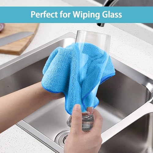HOMEXCEL 100PK Microfiber Cleaning Cloth, Cleaning Rag for Home, 11.5x11.5 - color: Blue