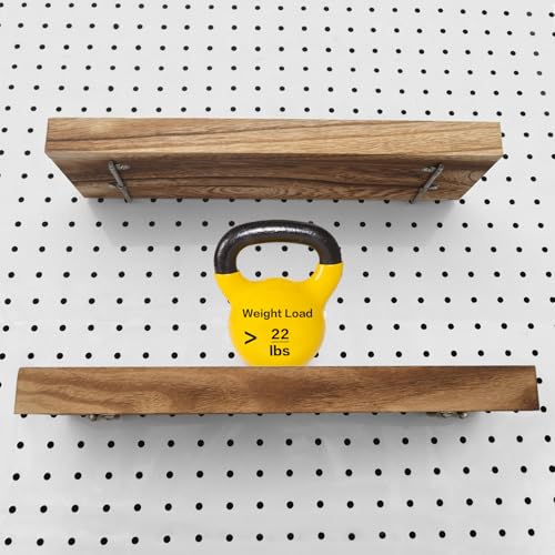 Wood Pegboard Shelves with Lip, 3Pack 14" x 4" Peg Board Racks and Brackets - color: Wood