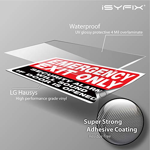 iSYFIX Emergency Exit Only Stickers, Design 1, 10x7 in, 2 Pack, Red & Black - color: RED & BLACK, size: Large