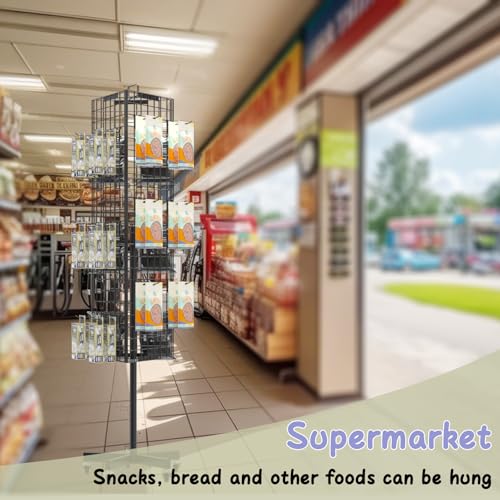 Grid Wall Panels Display Stand - 16”*63.3"Triangular Display Metal Shelf with 30 Hooks for Vendor Events,360° Rotating Art Display Panels Heavy Duty Floor Standing Movable Retail Display Organization