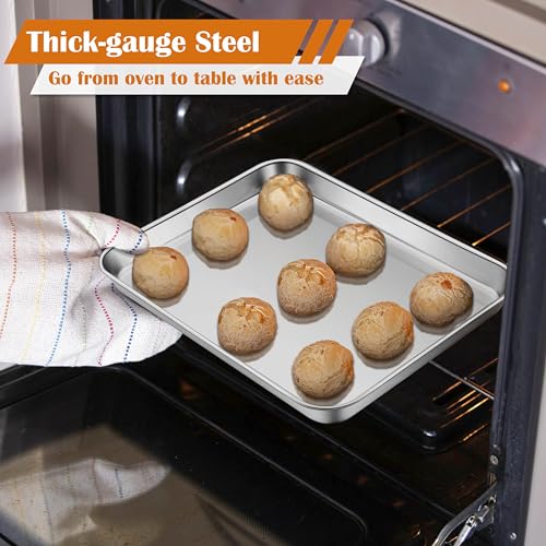 E-far 10.5” x8.3” Baking Sheet Set of 2, Stainless Steel Toaster Oven Tray - size: 10.5"x8.3"