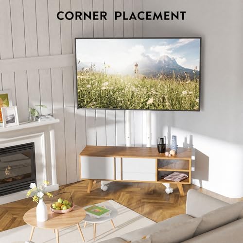 BONTEC Rolling TV Stand for 32-75 Inch TVs, Heavy Duty TV Stand, White - color: White, size: 32-75 IN