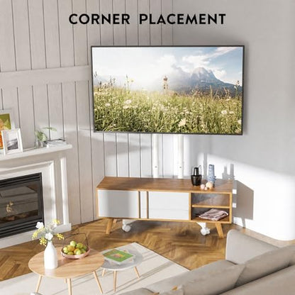 BONTEC Rolling TV Stand for 32-75 Inch TVs, Heavy Duty TV Stand, White - color: White, size: 32-75 IN