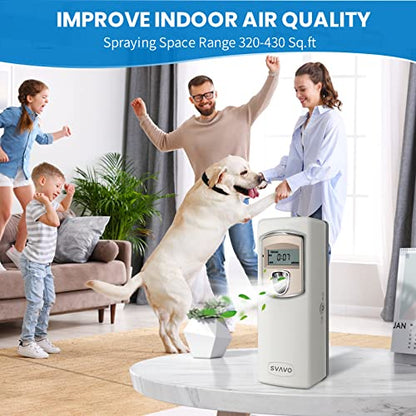 SVAVO Automatic LCD Fragrance Dispenser - Wall Mount/Free Standing ABS Auto Air Freshener Dispenser Programmable Aerosol Spray Perfume Dispenser (Grey, LCD)